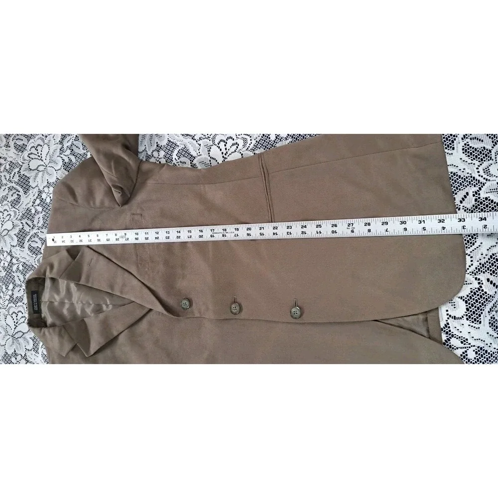 Stafford Sport Coat 42L Brown Faux Suede Blazer‎ Three Button Micro Polyester